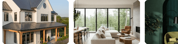 A carousel moves through eight different interiors and house exteriors